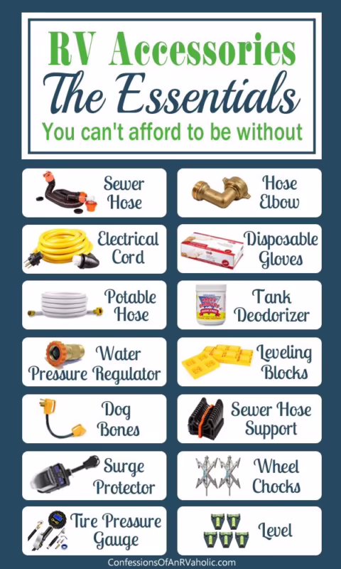 What are the essential accessories for a camper?