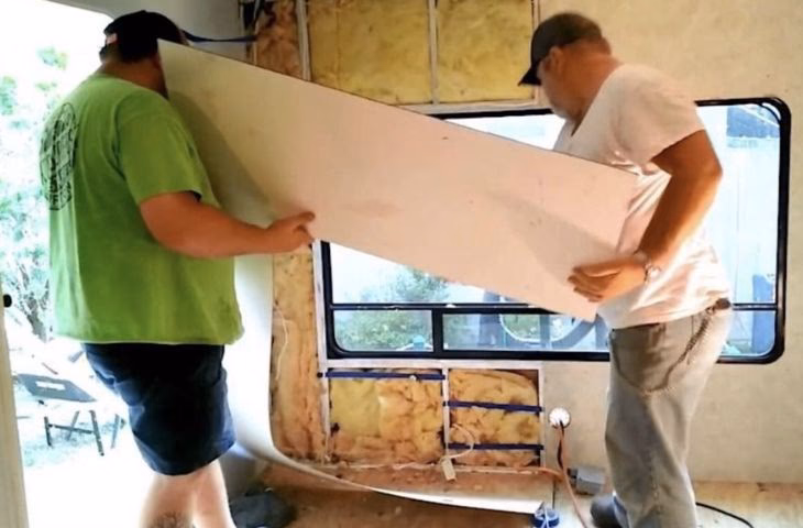 What are the interior walls of a camper made of?