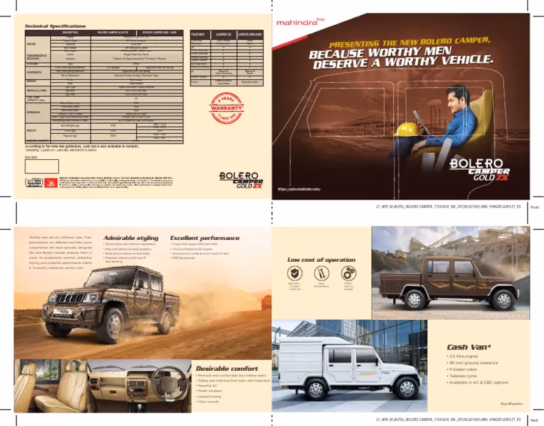 What is the top speed of Mahindra Bolero Camper?