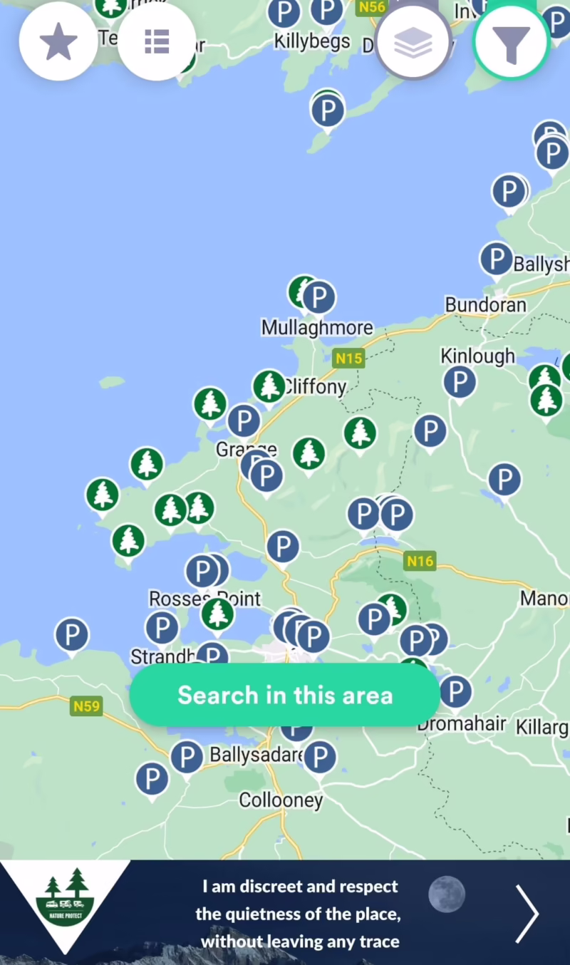 What is the camper van app for Ireland?